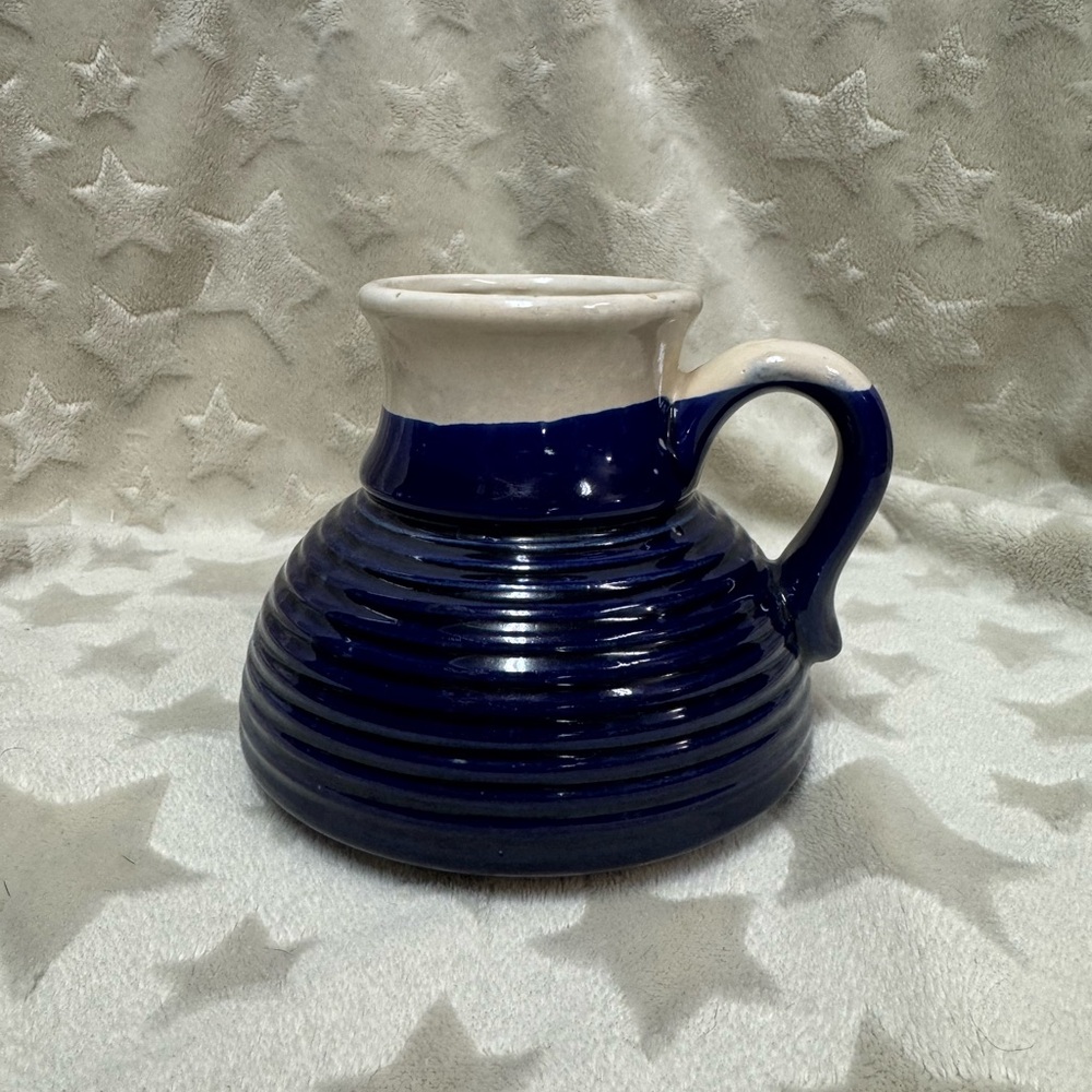 Navy and Cream Ceramic Pitcher